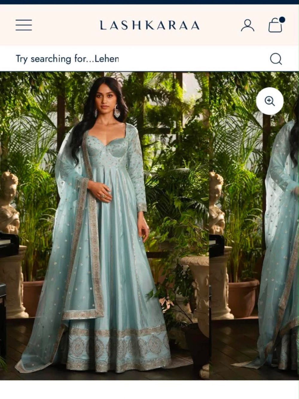Lashkara NWT Sky Blue Embroidered Silk Anarkali Size L